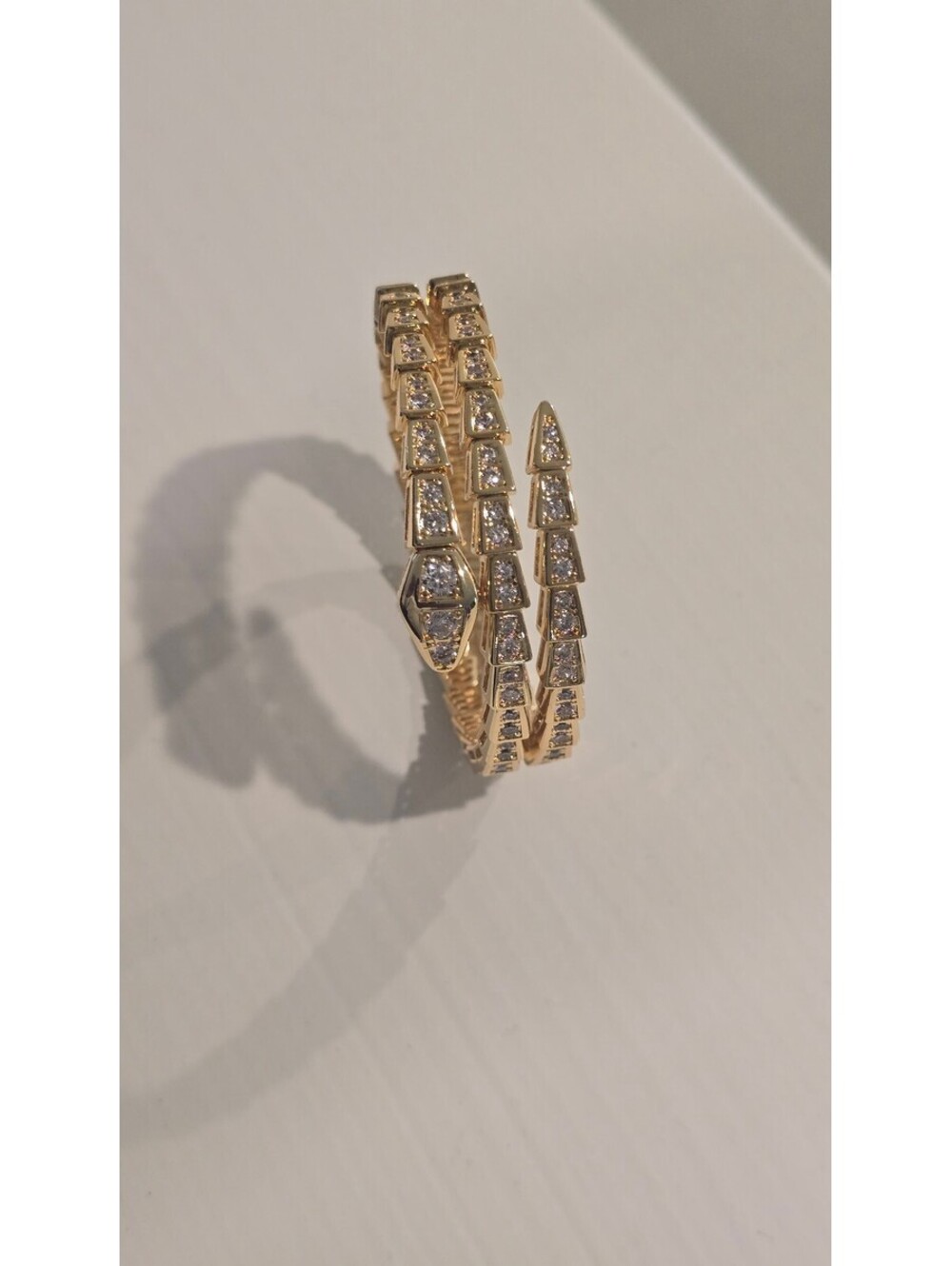 18K Gold Plated Serpenti Style Bracelet with cz, Adjustable Luxury Bangle Gift